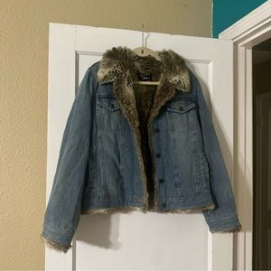 Fabio Vintage Faux Fur Lined Jean Jacket Women's Size Large